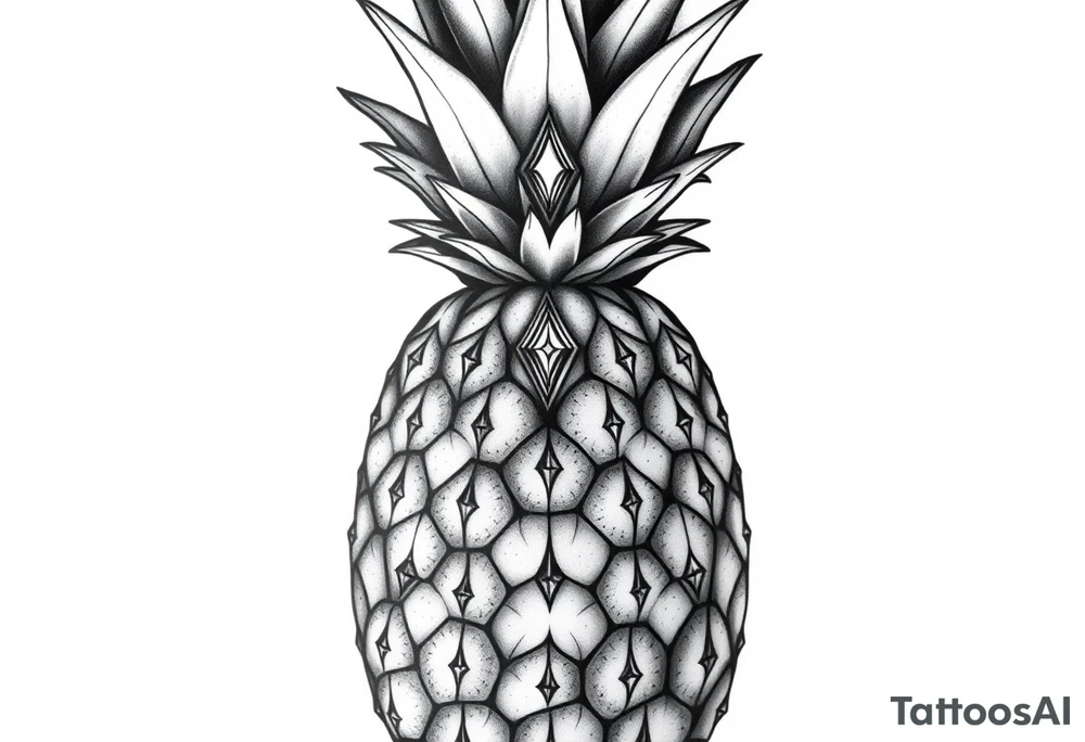 pineapple with diamonds  and magestic, crown, vagina, anus, pubic tattoo idea