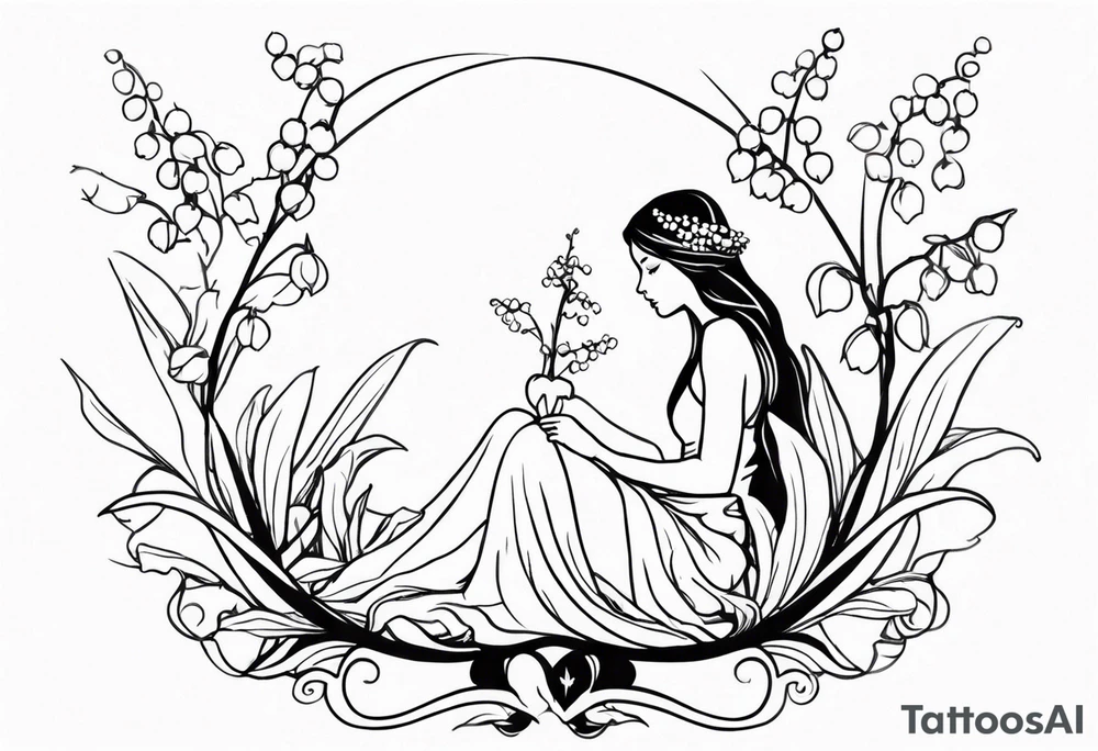 Lily of the valley with a fairy resting on it tattoo idea