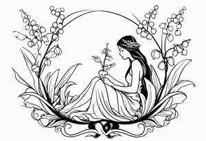 Lily of the valley with a fairy resting on it tattoo idea