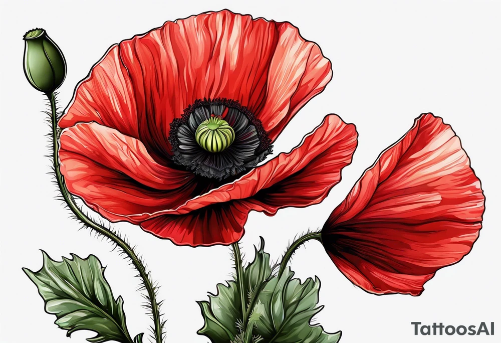 Red poppy flower for bicep tattoo tattoo idea