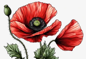 Red poppy flower for bicep tattoo tattoo idea