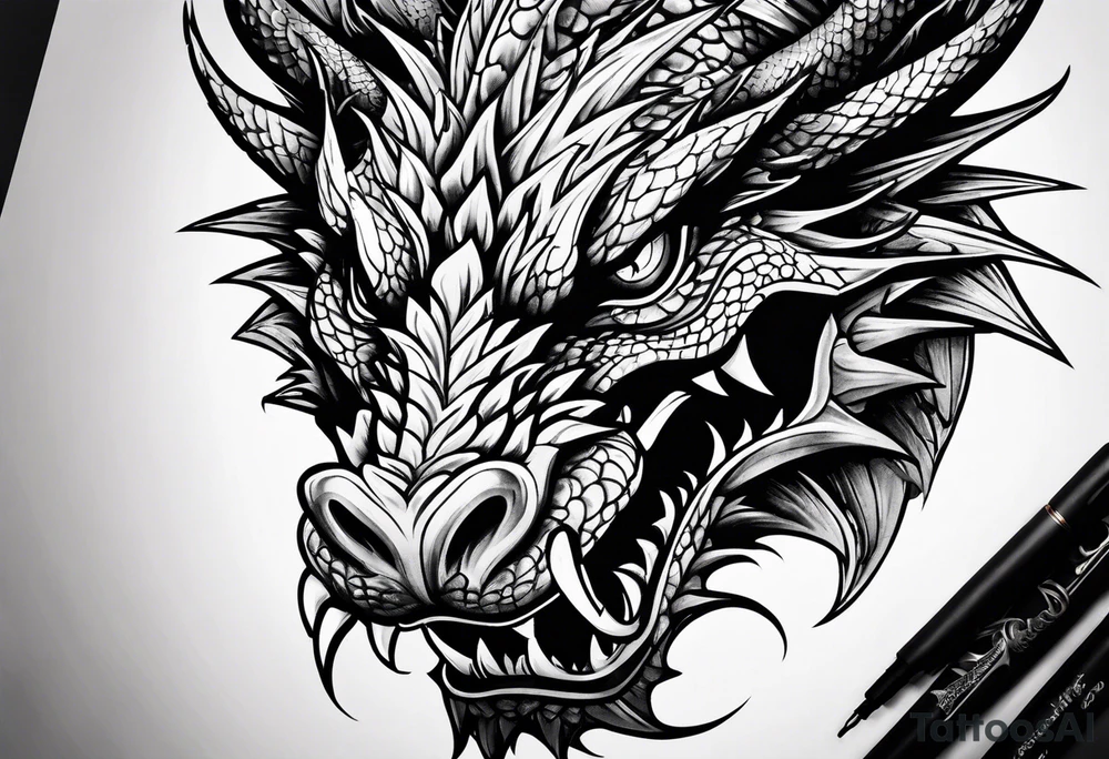 dragon face tattoo idea