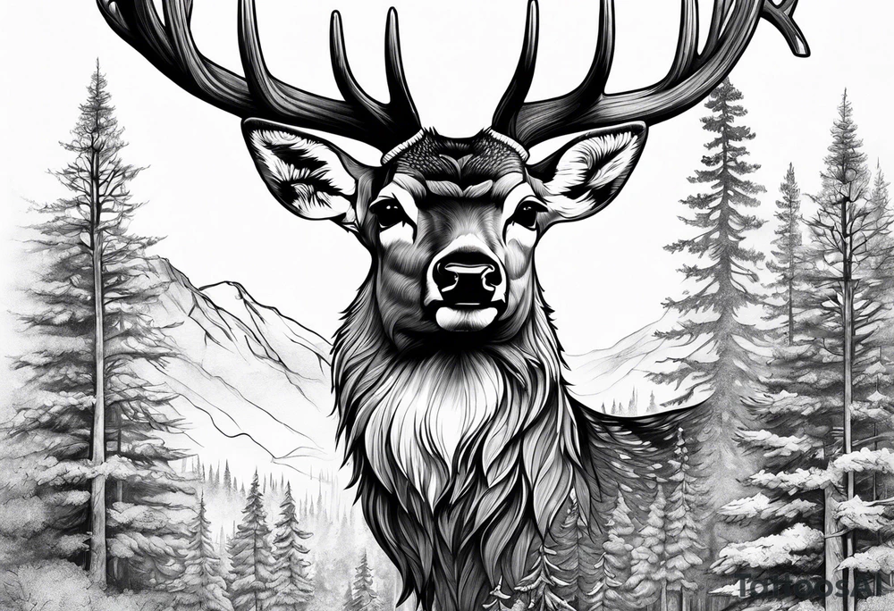 deer forest tattoo idea