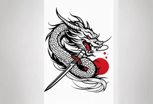Japanese Dragon wrapped in a katana sword tattoo idea