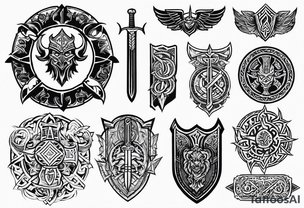 Valhalla 
Sword shield gods tattoo idea