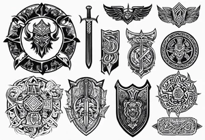 Valhalla 
Sword shield gods tattoo idea