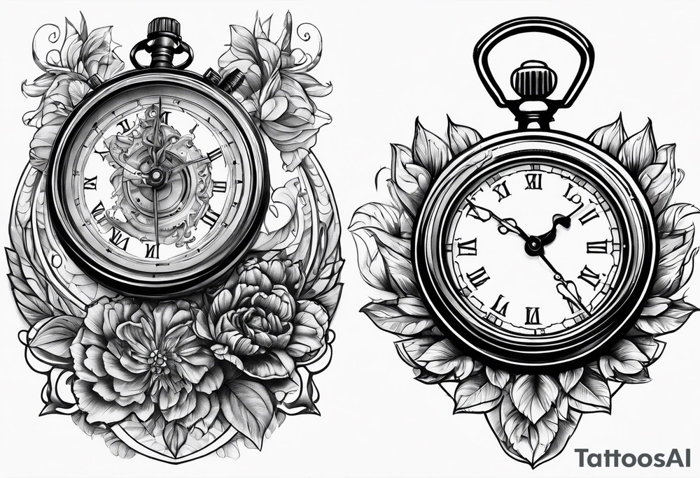 Stopwatch hanging on a sword tattoo idea