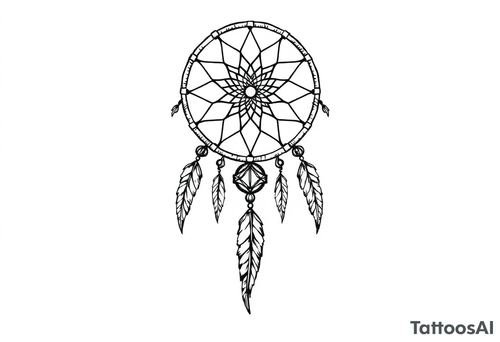 dreamcatcher, with feathers, authentic tattoo idea