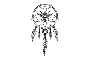 dreamcatcher, with feathers, authentic tattoo idea