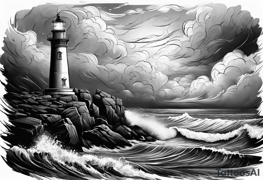 lighthouse in a storm tattoo idea