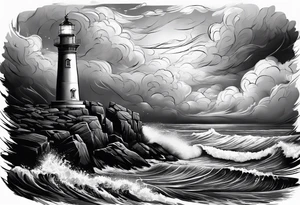 lighthouse in a storm tattoo idea