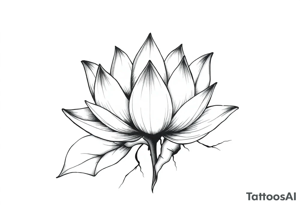 Lotus Flower Rising from Broken Concrete tattoo idea