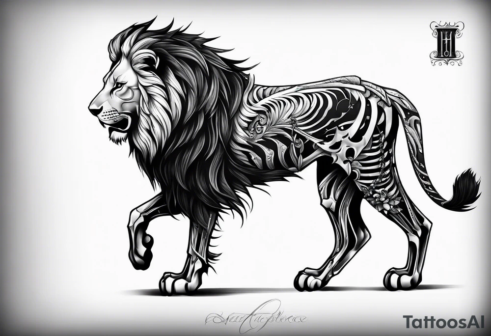 gothic lion skeleton side profile hunting tattoo idea gothic lion skeleton side profile hunting tattoo idea