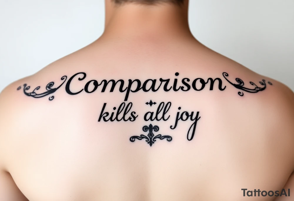 The quote Comparison Kills All Joy and then a design or something symbolic that relates to the quote tattoo idea