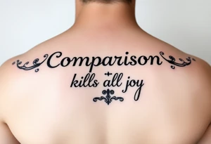 The quote Comparison Kills All Joy and then a design or something symbolic that relates to the quote tattoo idea