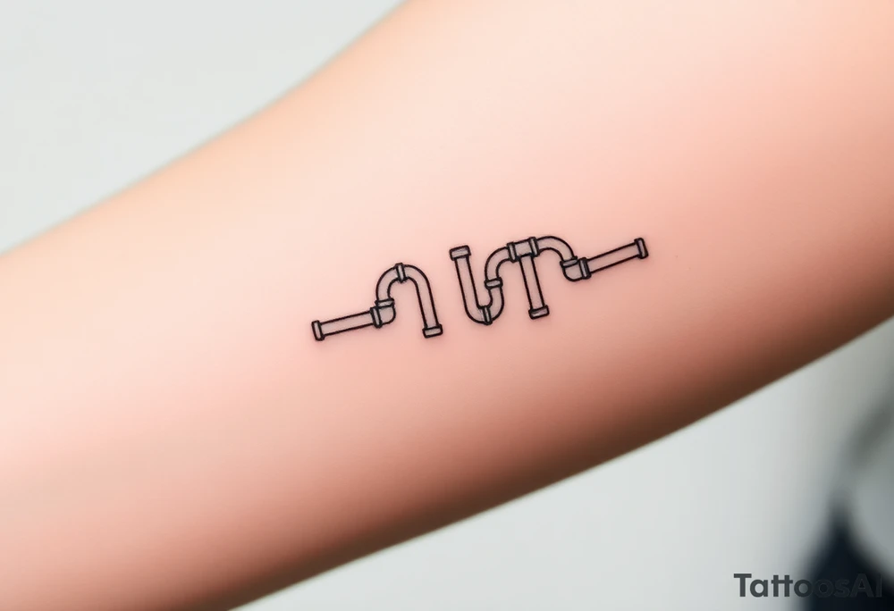 30 thin conected curved plumbing pipes with each pipe ending without a curved pipe tattoo idea