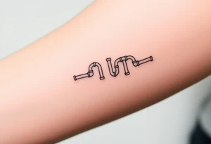 30 thin conected curved plumbing pipes with each pipe ending without a curved pipe tattoo idea