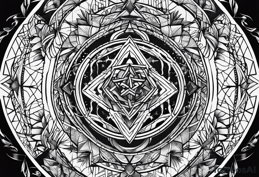 Tesseract and stars tattoo idea