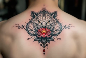 animal and lotus (make red and black) tattoo idea