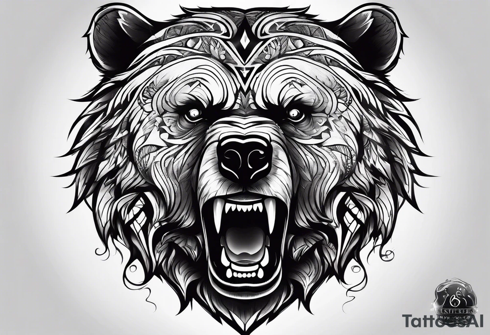 angry bear tattoo idea