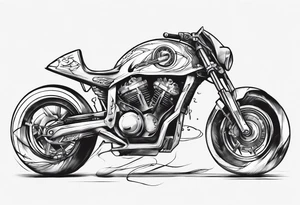 Abstract cafe racer motorcycle tattoo idea