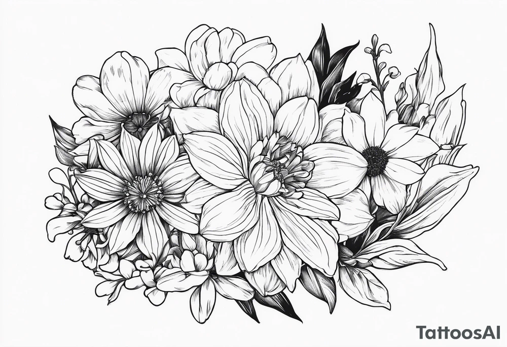 Narcissus, Chrysanthemum, Cosmos, snow drop tattoo idea