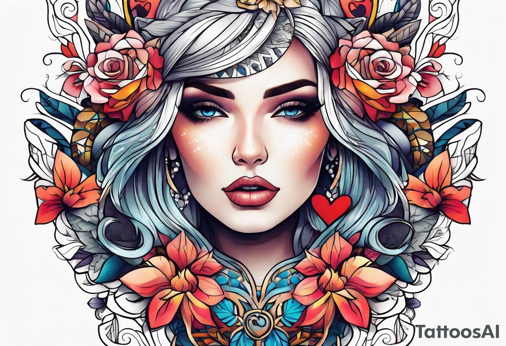 Half sleeve love design tattoo idea