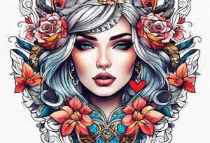 Half sleeve love design tattoo idea