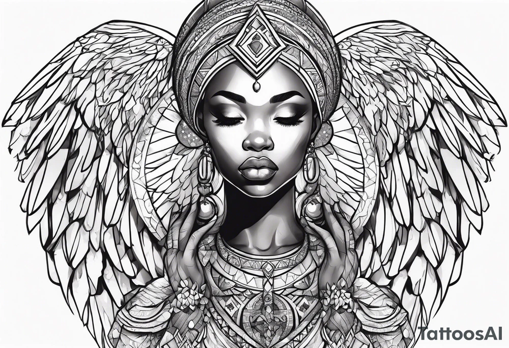 african praying angel tattoo idea