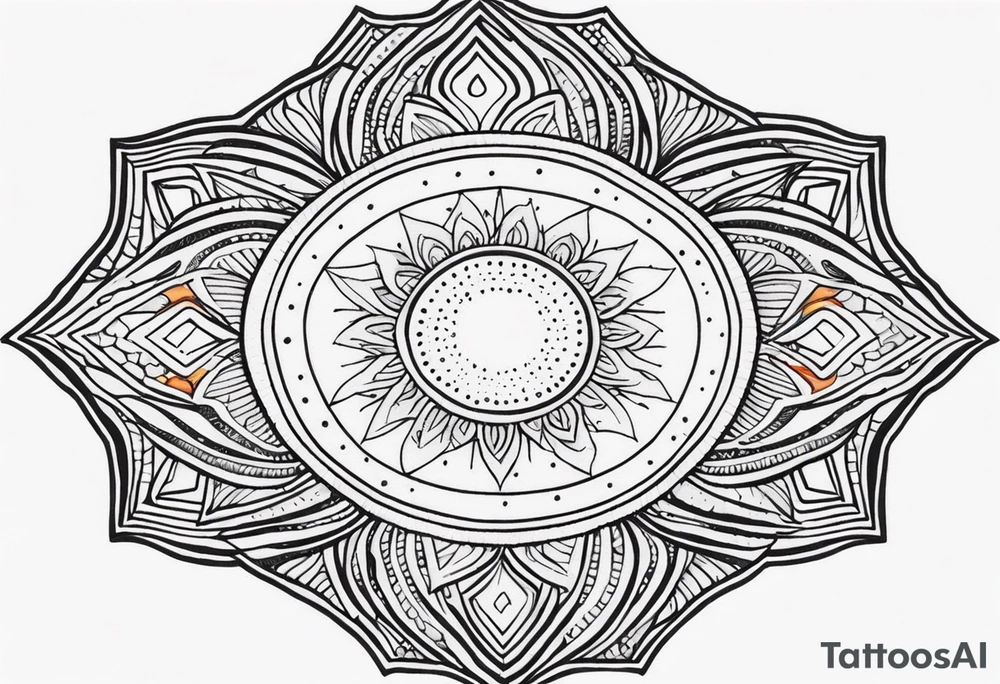 simple sunshine shape made of dots tattoo idea
