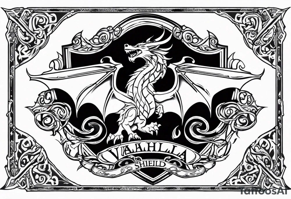 Valhalla shield dragon axe tattoo idea