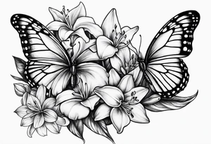 Harvey Ruby lillies flowers butterflies stars fantasy books half sleeve tattoo idea