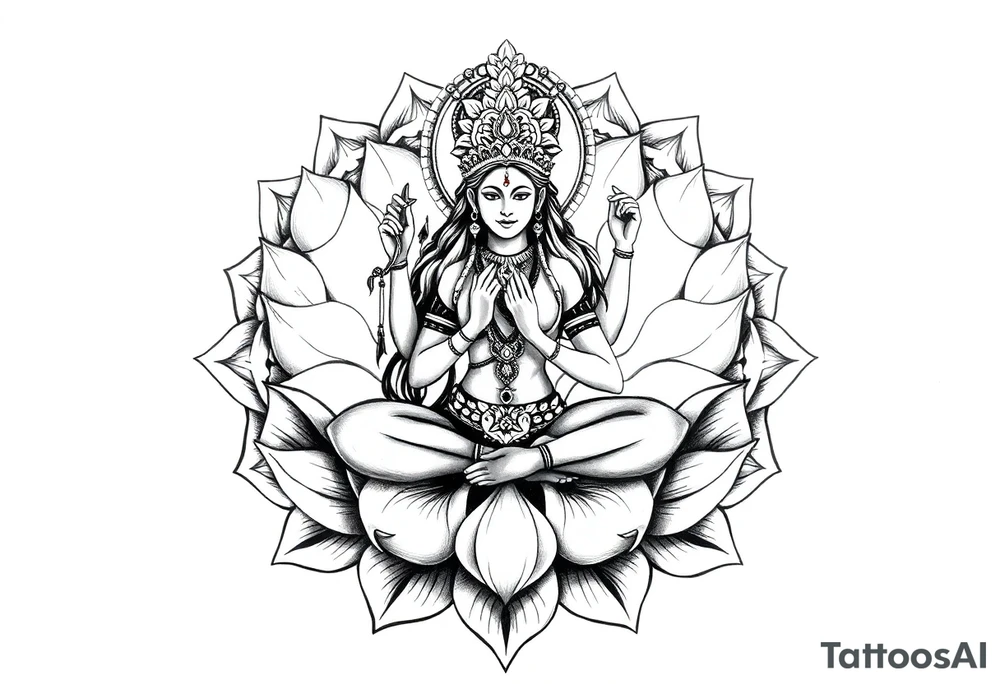 Goddess Parvati lotus mandala tattoo idea