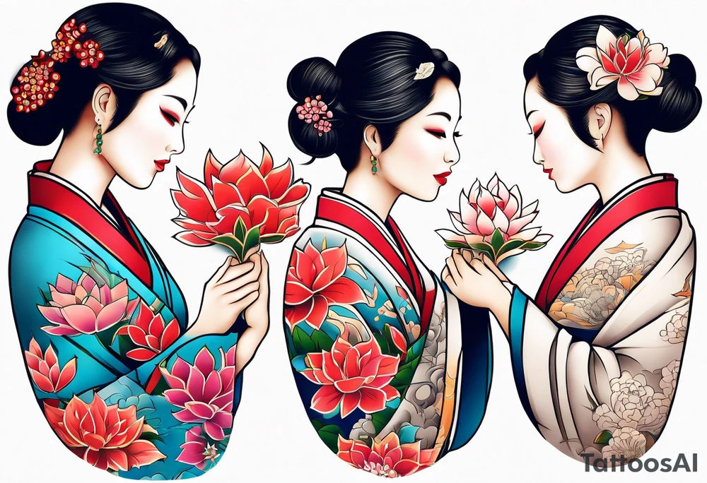 Mom son & daughter 1/2 sleeve tattoo idea