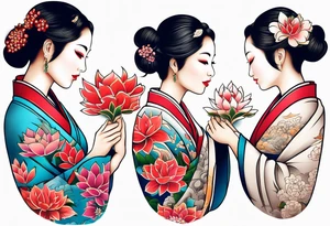 Mom son & daughter 1/2 sleeve tattoo idea