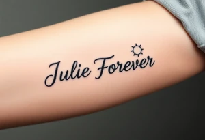 Julie Forever with clouds sun and moon tattoo idea
