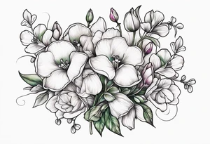 Sweet Pea floral bouquet floral tattoo idea