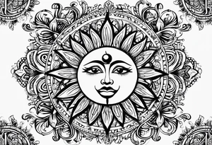 I want a tatoo with a sun which has eyes and mouth tattoo idea