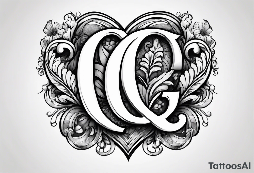 The letter Q with a heart tattoo idea