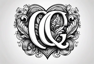 The letter Q with a heart tattoo idea