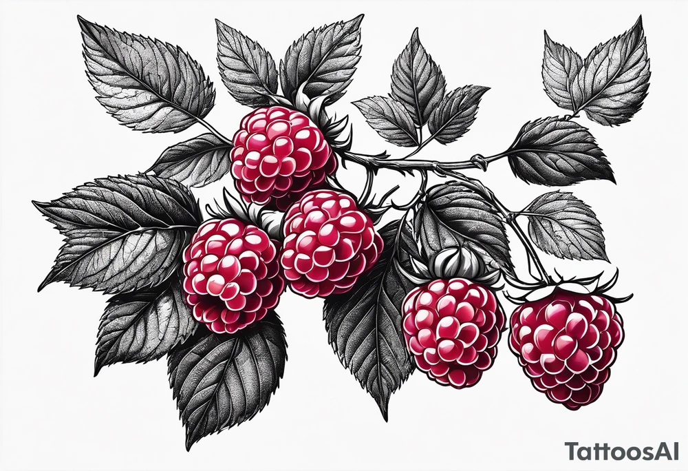 a minimalist raspberry branch that would go vertical down the leg tattoo idea