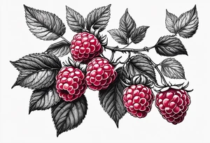 a minimalist raspberry branch that would go vertical down the leg tattoo idea