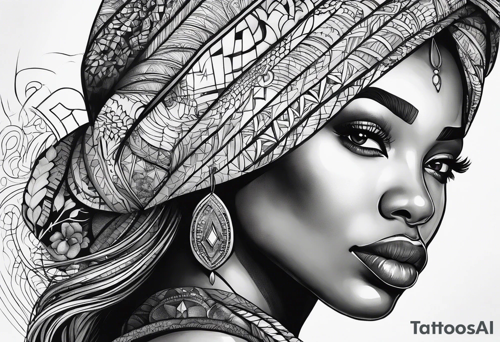Powerful, black women, astrology, spiritual, abstract tattoo idea