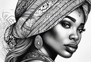 Powerful, black women, astrology, spiritual, abstract tattoo idea