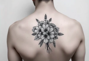 Bouquet of multiple flowers tattoo idea