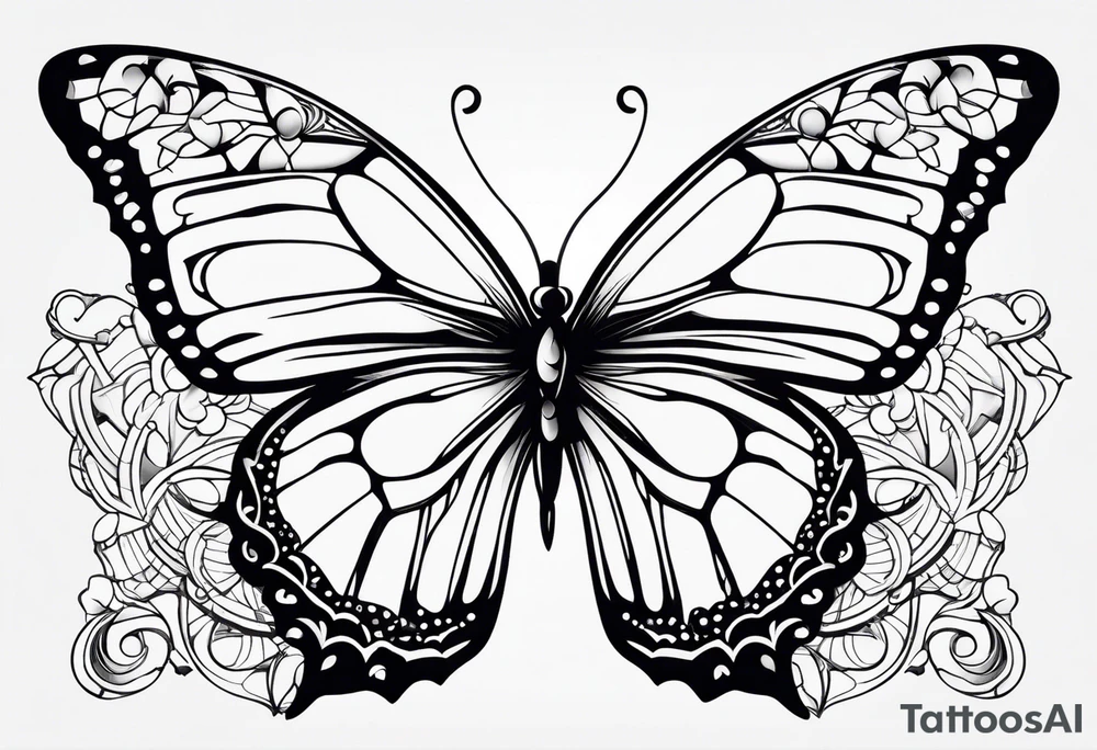 thin delicate contour butterfly tattoo idea