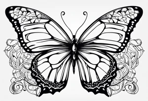 thin delicate contour butterfly tattoo idea