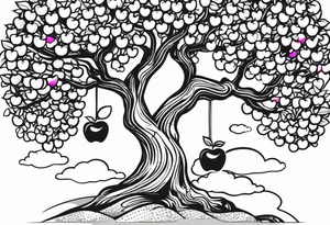 Apple tree  with  KAWA tattoo idea