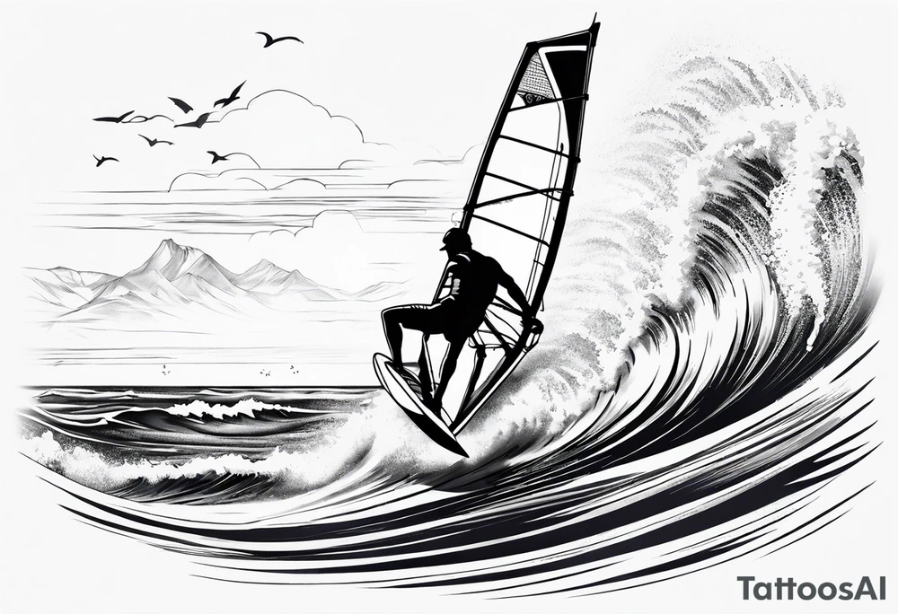 Windsurfer im Meer tattoo idea