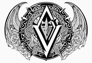 Sword shield dragon Valhalla valknut tattoo idea